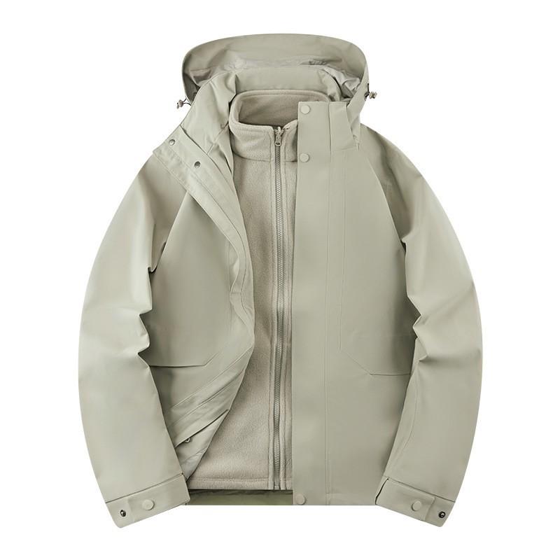 3-in-1 Removable Fleece-Lined Outdoor Jacket Men Women Waterproof Windproof Warm Winter Hiking Skiing Camping Coat