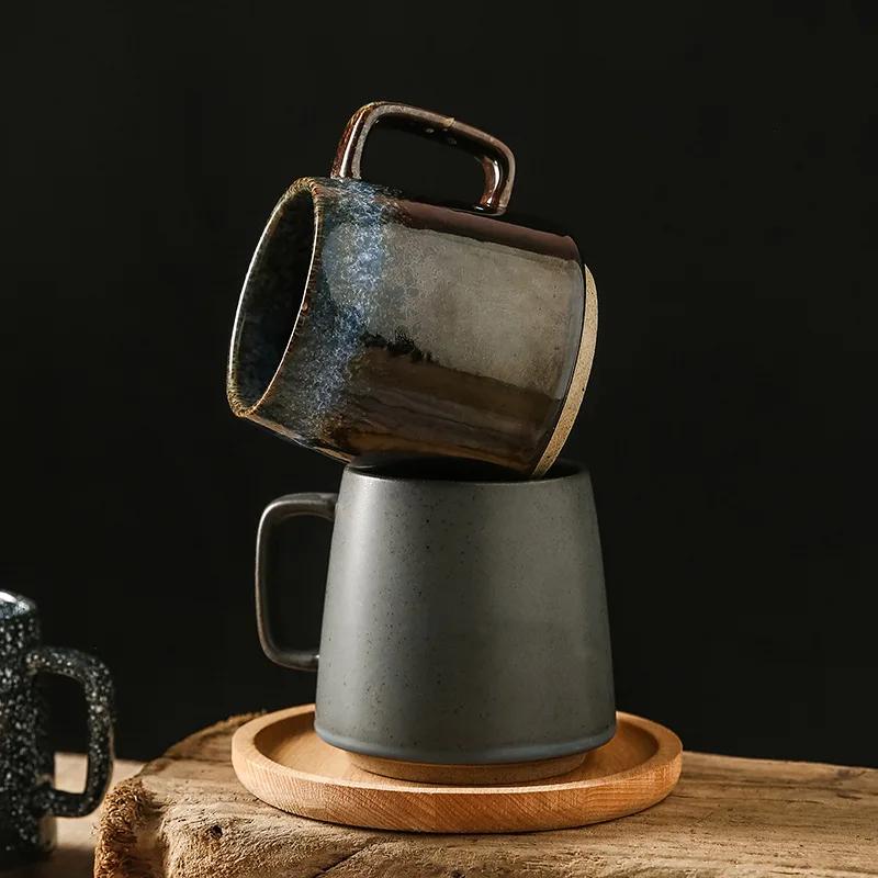 Retro Ceramic Coffee Cup Breakfast Cups Coarse Ceramic Mugs Afternoon Tea Luxury Tableware Mug