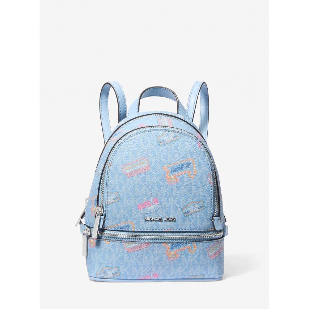

Michael Kors Rhea Backpack Extra Small Mk Signature 35t5srab0i1540 Light Sky F