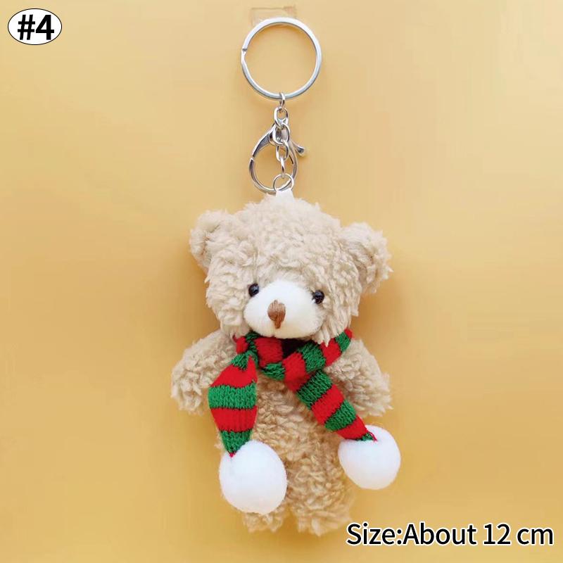 Cute Bear Xmas Bag Hanging Pendent Handmade New Year Creative Christmas Eve Party Gift Plush Bear Christmas Tree Keychain Decor