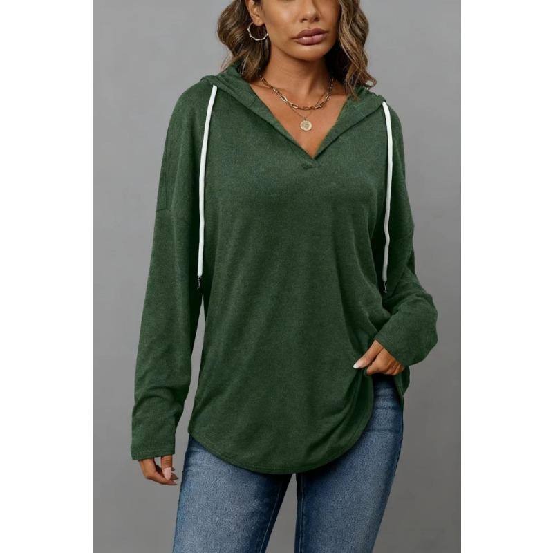 

Весна Осень Однотонная Свободная Повседневная Толстовка Пуловер Женская С Длинным Рукавом На Кулиске Все-в-одном Футболка Топ S зелёный