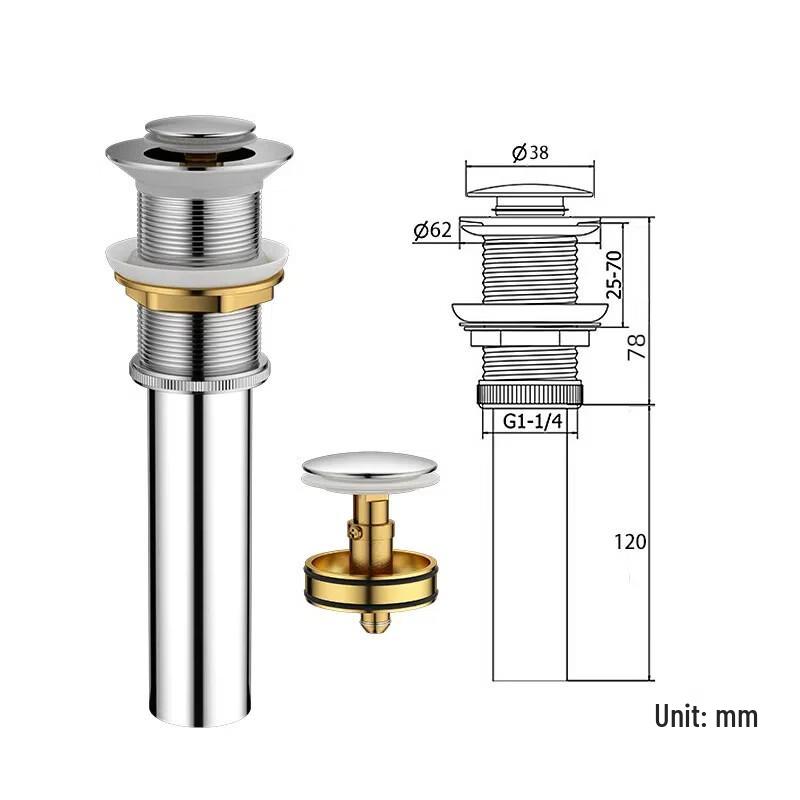 Universal Pop-Up Basin Drainer with Copper Basket