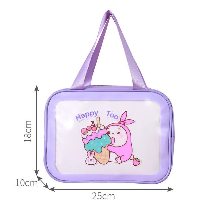 Latest Waiji Rabbit Waterproof Cosmetic Case Pvc Cartoony Travel Lovely Clear Wash Bag Bulk