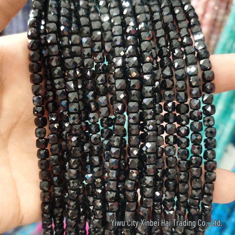 4x4mm Natural Stone Faceted Square Beads: Amethyst, Tourmaline, Garnet Jewelry Accessories