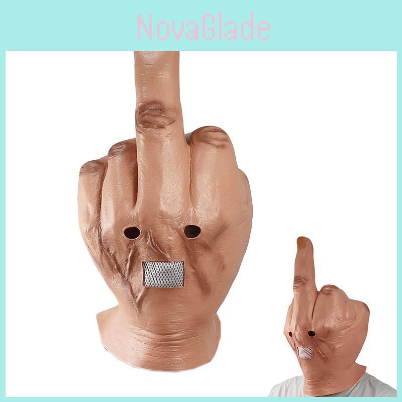 Middle Scary Finger Halloween Mask Latex Full Head Costume Party Cosplay Prop
