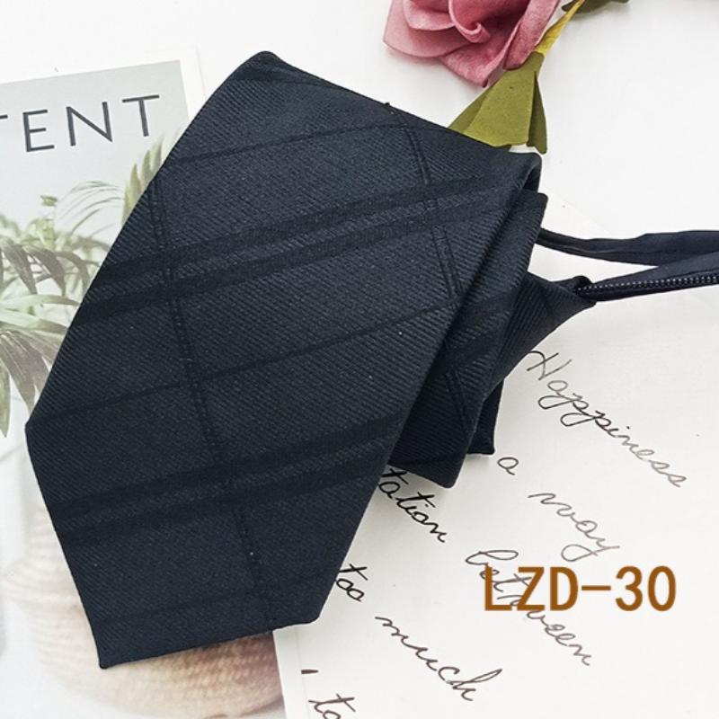 Men's Formal Business Tie with 8cm Zipper, Striped Black Tie, No Knotting Required.