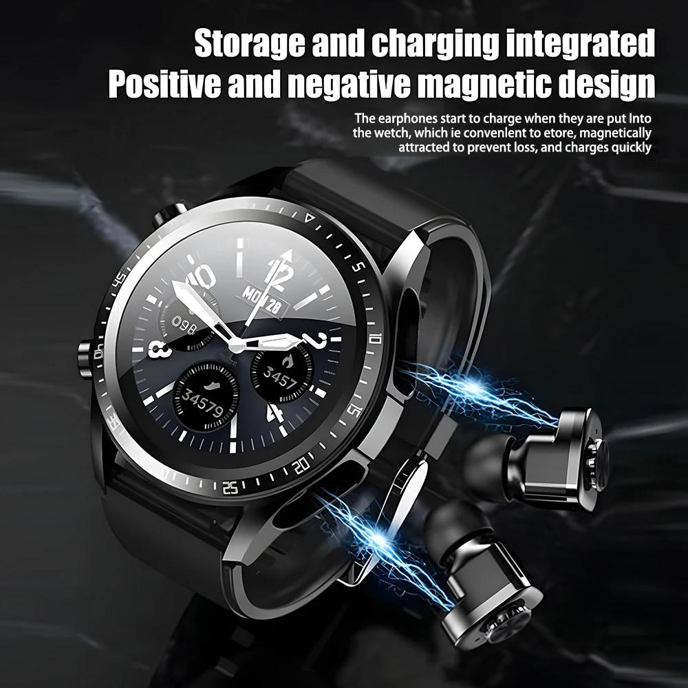 2025 New Headset Smart Watch With Earbuds TWS Bluetooth Call Music Control Blood Pressure Detect Smartwatch For Men Android IOS