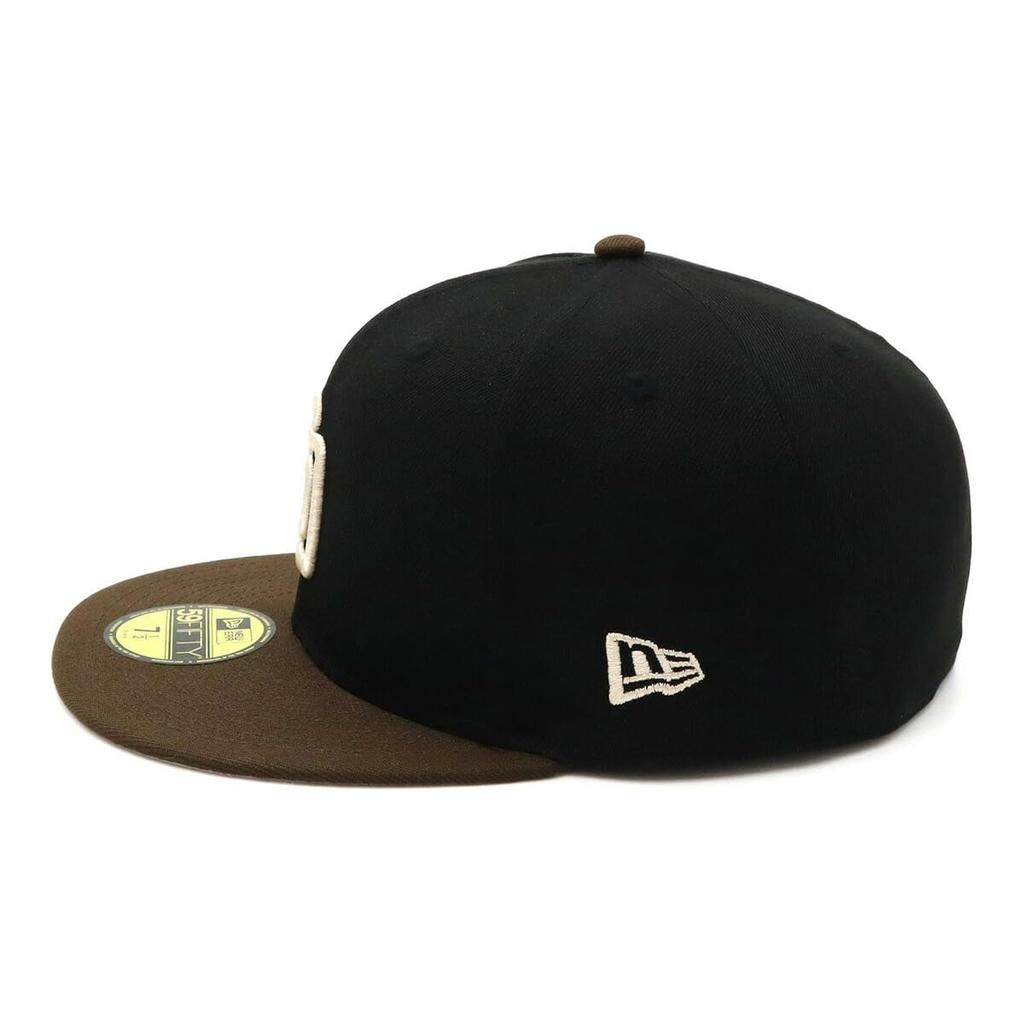 New Era 59FIFTY Cap MLB San Diego Padres SD Black Side Patch Under Exclusive to and 5950 Side Patch Straight Flat Adjustable Everyday Wear (14561975