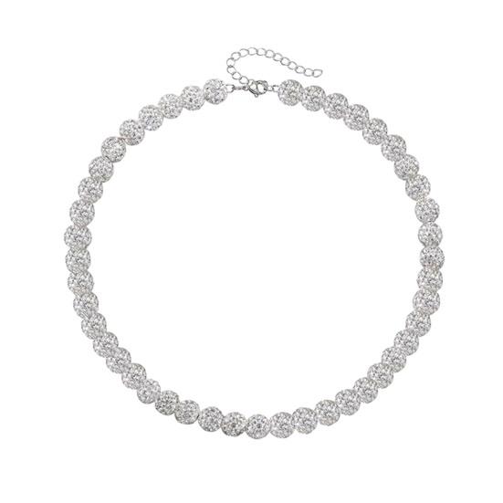 

Женское ожерелье, регулируемая удлиненная цепочка со стразами, керамика, глиняные бусины, одинаковый цвет, повседневная одежда, колье, украшения на шею белый