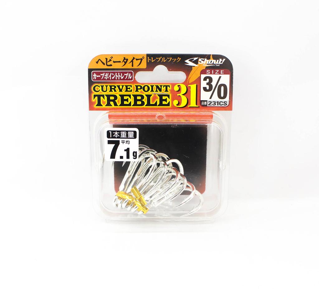 Shout 231-CS Curve Point Treble Hook Heavy Duty Size 3/0 (1566)
