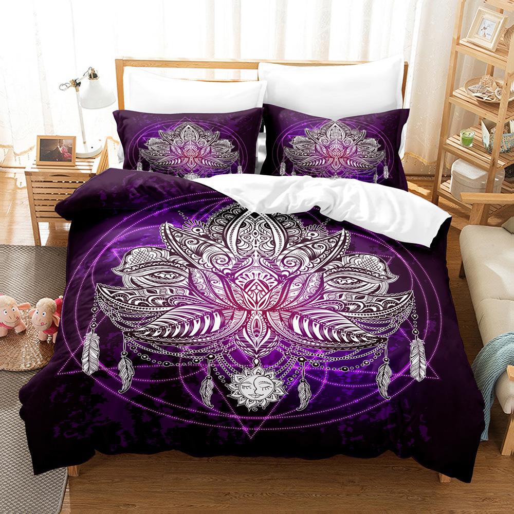3D Buddha Bedding Set Microfiber Luxury Printed Down Duvet Cover Pillowcase 2/3 Birthday Gift AU210 * 240 Full Size Quick Drying Soft Home Textile