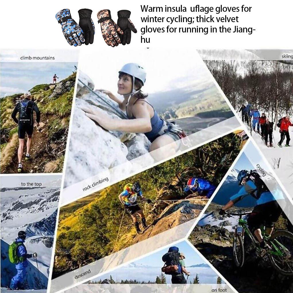 1 Paar Fahrradhandschuhe, Outdoor-Tarnmuster, Handwärmer, Skihandschuhe, rutschfest, winddicht, elastischer Schutz, Thermohandschuhe