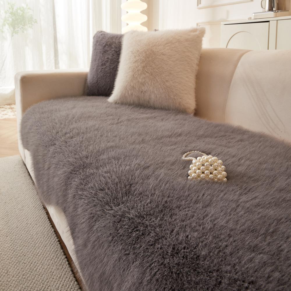 Mink Velvet Special-Shaped Sofa Cushion  Autumn And Winter New Solid Color Sofa Cover Cloth Towel Non-Slip Fixed Leather Sofa Cover