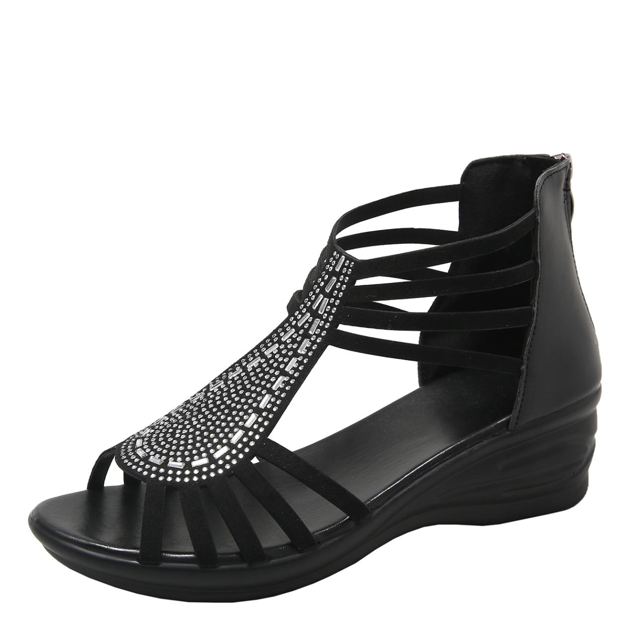 

Женские римские сандалии из мягкой кожи, новинка лета 2024, верхняя одежда на мягкой подошве, женская обувь на танкетке, модная повседневная дизайнерская обувь для женщин 40