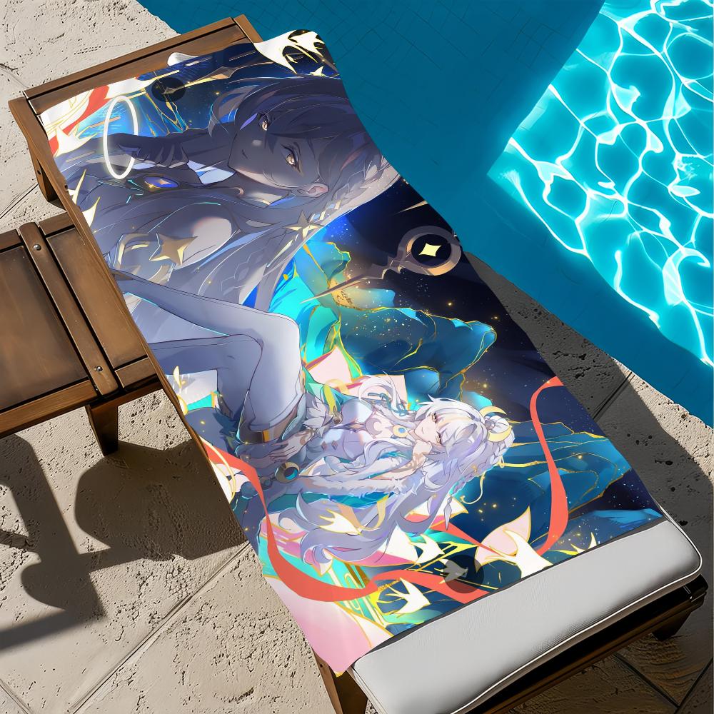Genshin Impact Zibai Towel Beach Quick Dry Soft Pool Towels Gift for Travel Gym Shower Camping Sports