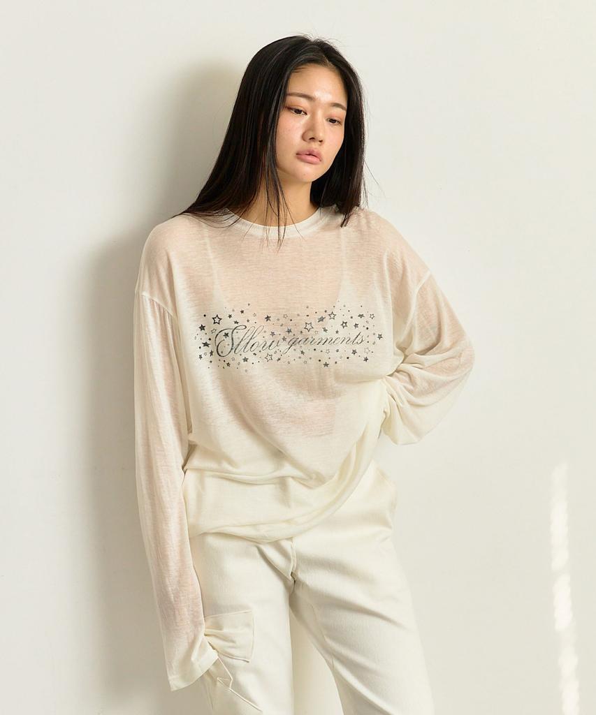 SLLOW GARMENTS Sheer Oversized Lettering Tee White
