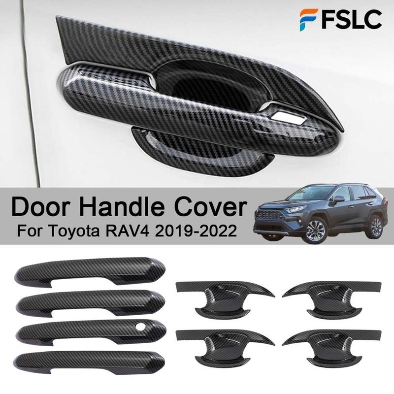 Cars Accessories Door Handle Cover For Toyota RAV4 - Carbon Fiber Silver Car Decoration Styling Upgrade Modify A Car