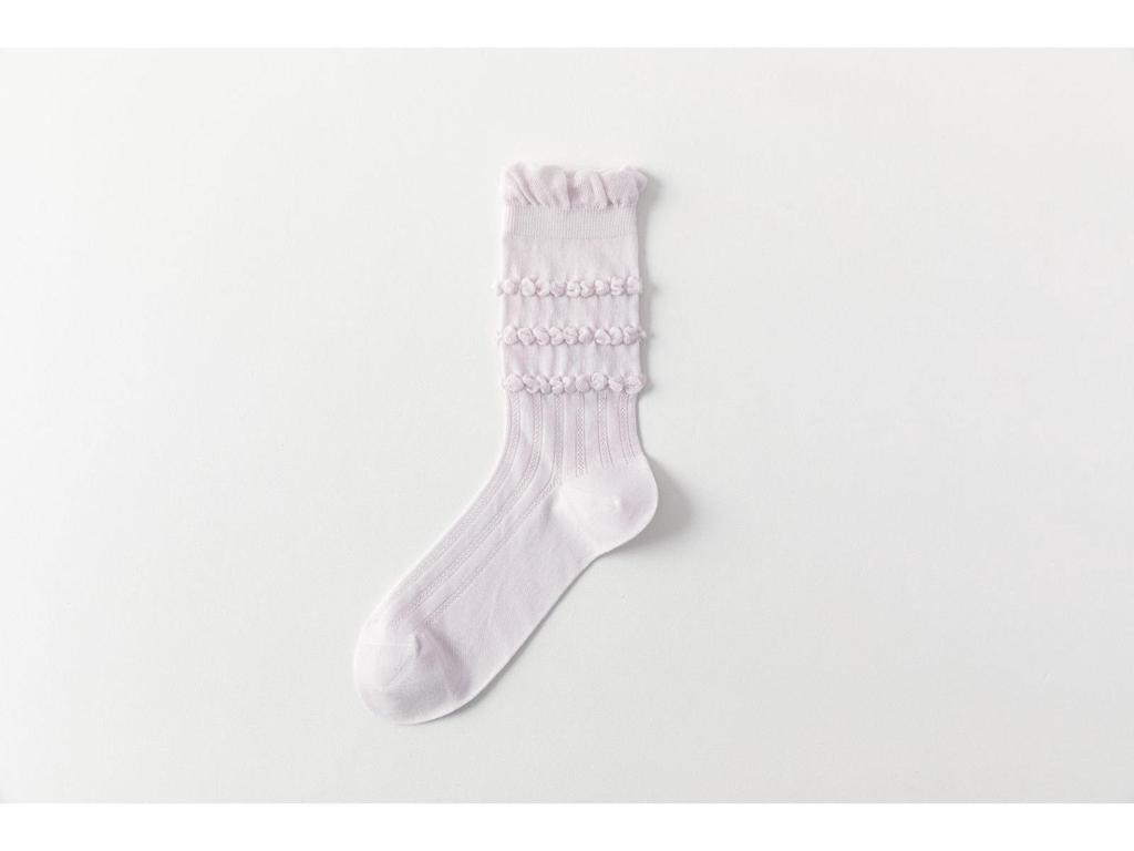 Spring & Summer Breathable Mesh Mid-Calf Socks with Bow Lace Bubble Cuff