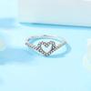 Original 925 Sterling Copper Ring Wishbone Love Heart Crystal Rose Gold Rings For Women Wedding Engagement Birthday Gift Zircon