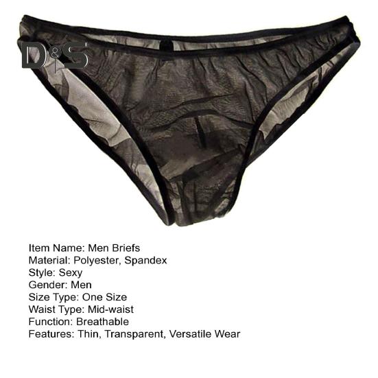 Men Briefs Mid-rise Transparent High Stretch Design Breathable Smooth Lines Boxer Panties See-through Underwear