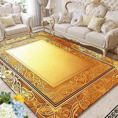 European Style Luxury Carpet Living Room Golden Pattern Sofa Area Washable Rugs Home Decoration Coffee Tables Non-slip Floor Mat