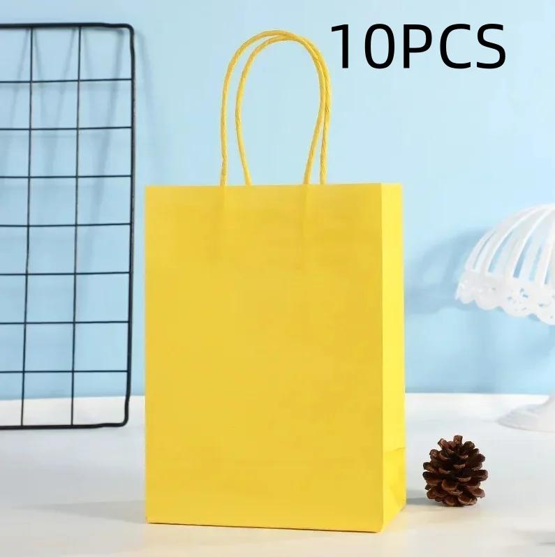 Candy Colorful Shopping Bags 10PCS Kraft Paper Gift Candy Bag Colored Hand-held Paper Bags Wedding Party Decoration Gift