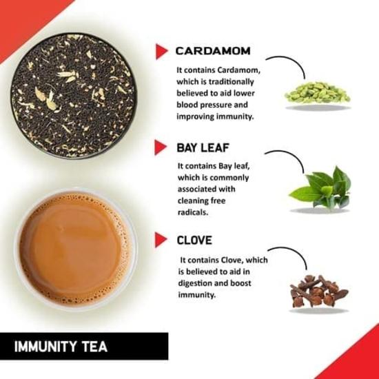 TEACURRY Immunity Booster Tea - 60 Pyramid Immunity Booster Tea Bags | Cardamom, Cloves, Ginger, Bay Leaf, Cinnamon, Black Tea | Immunity Tea Bags