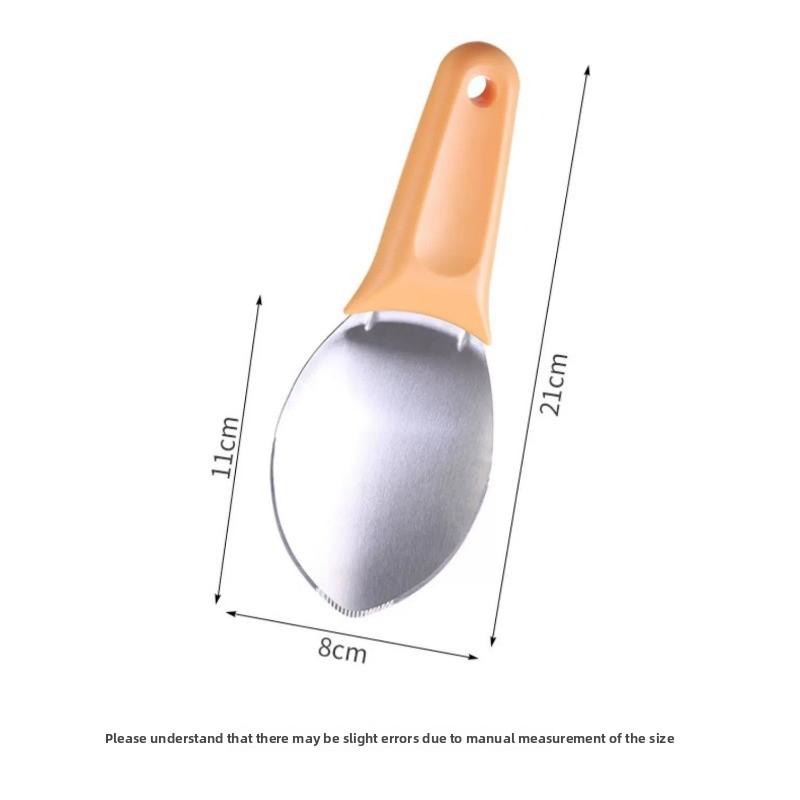 

Mango Slicer,Peeler, Corer,Five in One Multifunctional Fruit Tool, Stainless Steel Spoon with Cutting Blade, Easy To Remove Meat