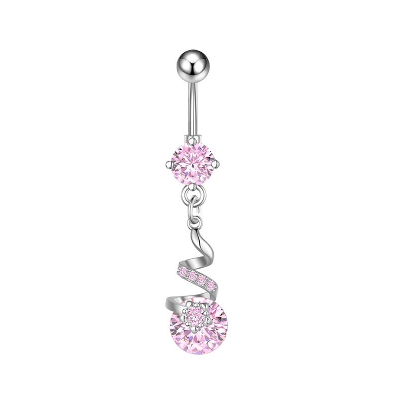 Anelli per ombelico a farfalla in acciaio inossidabile con zircone rosa per donne Anelli per ombelico a cuore Gioielli per piercing al corpo