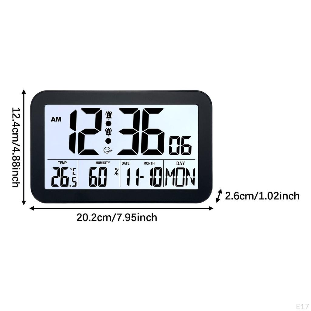 Digital Alarm Clock Bedside Table Timepiece Large Display Versatile Night Light Double Alarms Desk