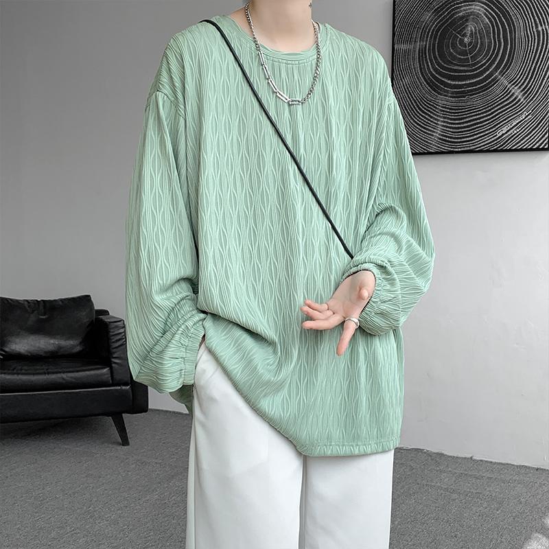 2026 Spring Autumn Men Oversized T-Shirt Man Long Sleeves Pure Color Tshirt Male Bottoming Shirt Man Basic Tops Tees