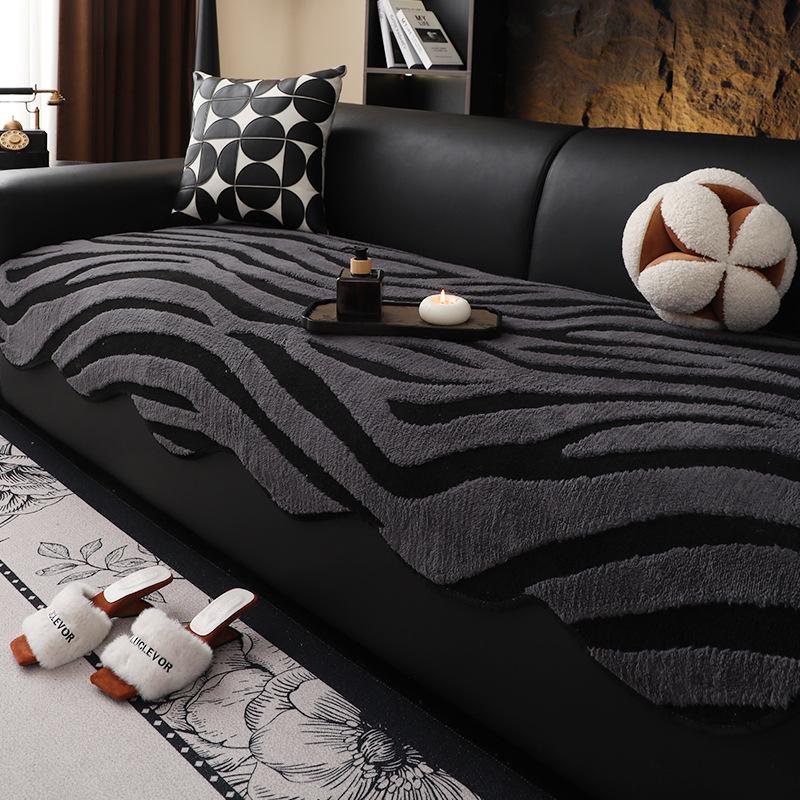 Unregelmäßig geformtes Baumwollfleece Sofa Kissen Winter Plüsch Sitzkissen Leopardenmuster Komfort Weiche Sofadecke Einzelstück Typ Polster 90x70cm