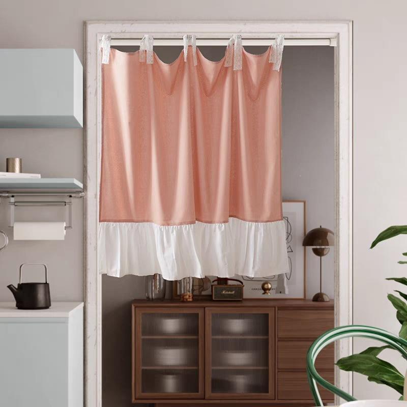 

Japan Contrasting Color Door Curtain Short Curtain Curtain Taiwan South Korea Pure Cotton Small Red Characteristic Toilet Curtain Width 90 * Height 120cm