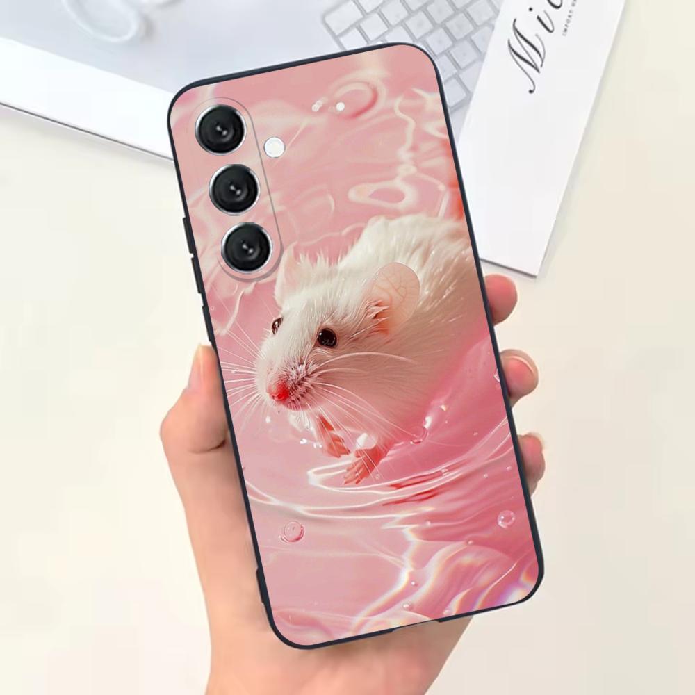Cute Mouse Rat Hamster Phone Case For Samsung Galaxy A13,A21s,A22,A31,A32,A52,A53,A71,A80,Soft Black Shell