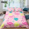 Home Living Luxury Flamingo Print 2/3Pcs Soft Duvet Cover PillowCase Queen and King Size Kids Bedding Set EU/US/AU Size