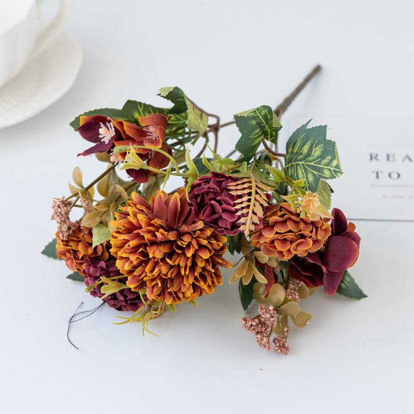 Artificial Flowers Wedding 30Cm Silk Hydrangea Bouquet Vase Home Decor Room Diy Festival Garland Scrapbooking Household Products