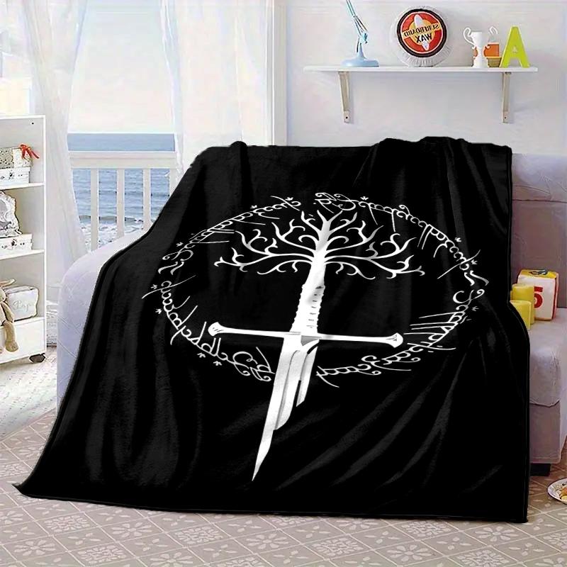 Tree Of Life Sword Symbol Blanket Flannel Blanket for bed, sofa, Camping, Hiking, Picnic Essentials, gift for family Fan gifts