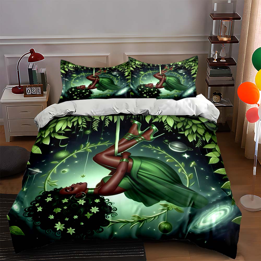 

Green cosmic swing. Bedding Duvet cover sets Duvet covers Pillowcases gifts (1 * Duvet Cover 2 * Pillowcases, without duvet insert) 135x200cm