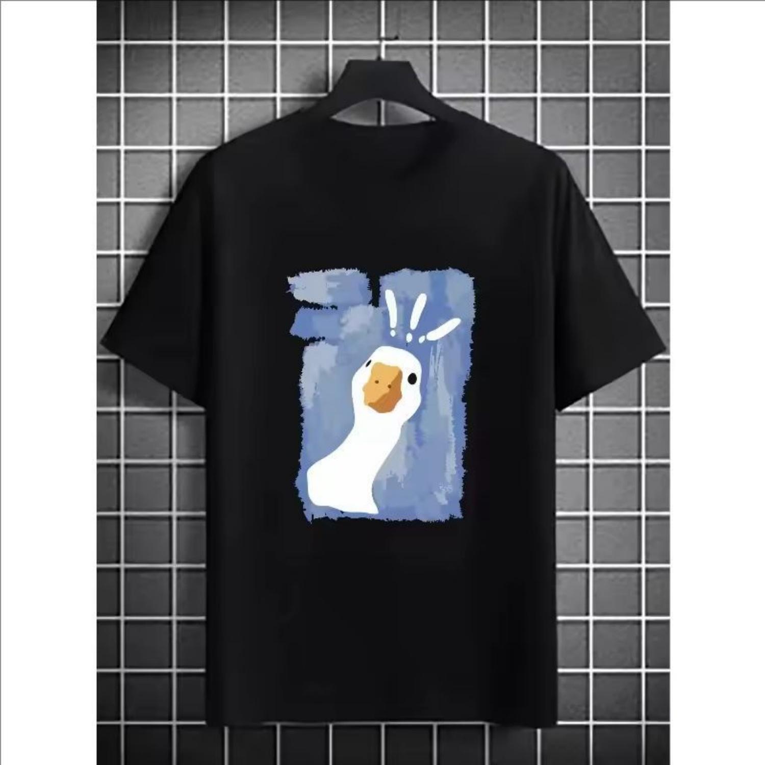 Plus Size Fashion Women s Summer Printed Casual Harajuku Pattern T-shirt Question Mark Duck Trend Printed Fashion Chic T-shirt S