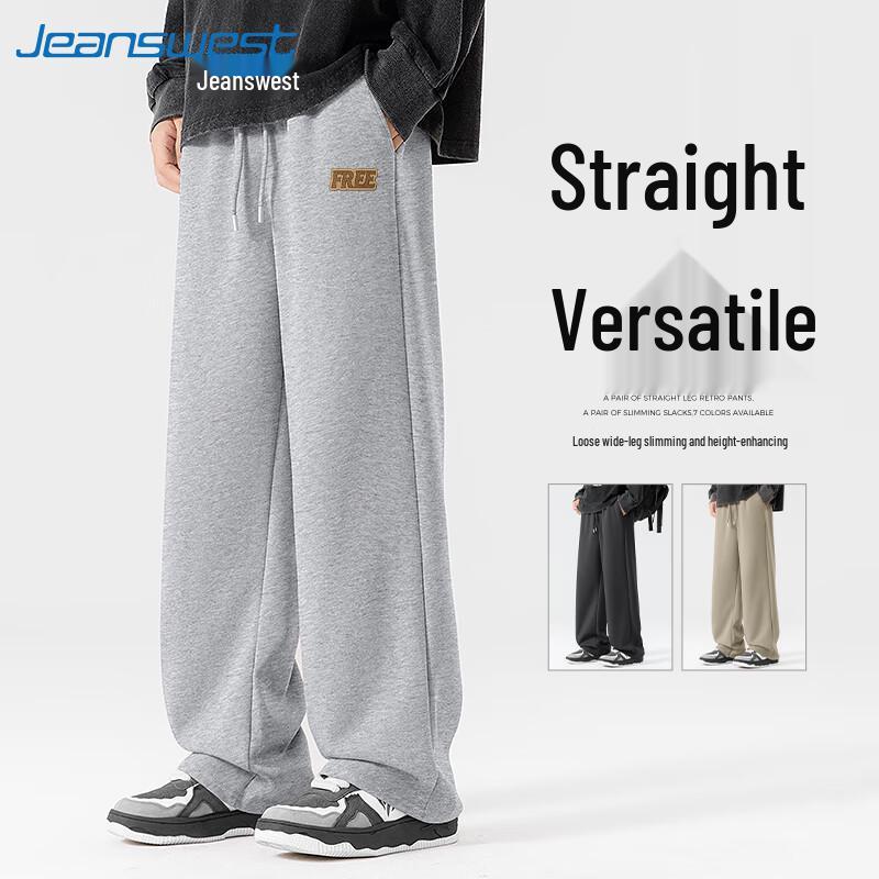 

Jeanswest Men s 2025 Spring Heavyweight Cotton Straight-Leg Letter Print Casual Pants 3XL