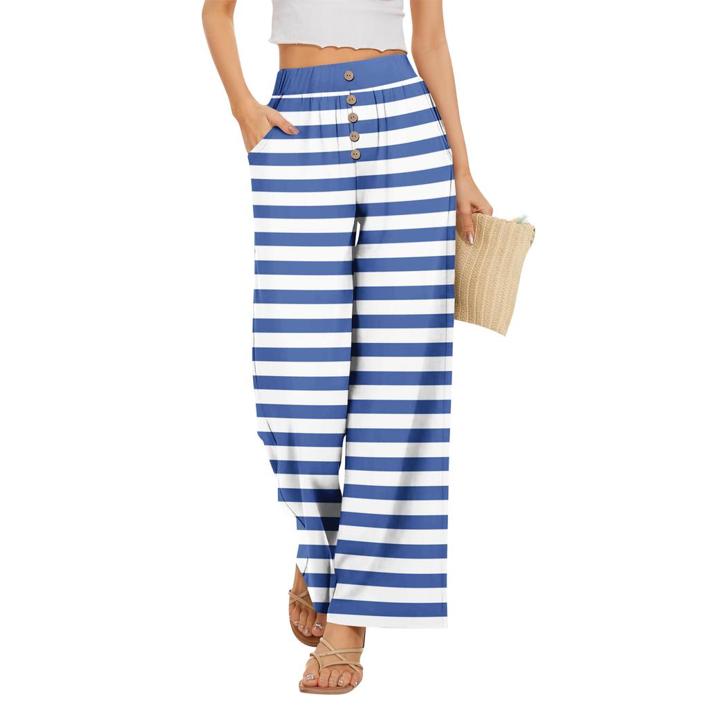 Womens High Waisted Wide Leg Pants Drawstring Palazzo Trousers with Pockets Dot Print Casual Lounge Pant