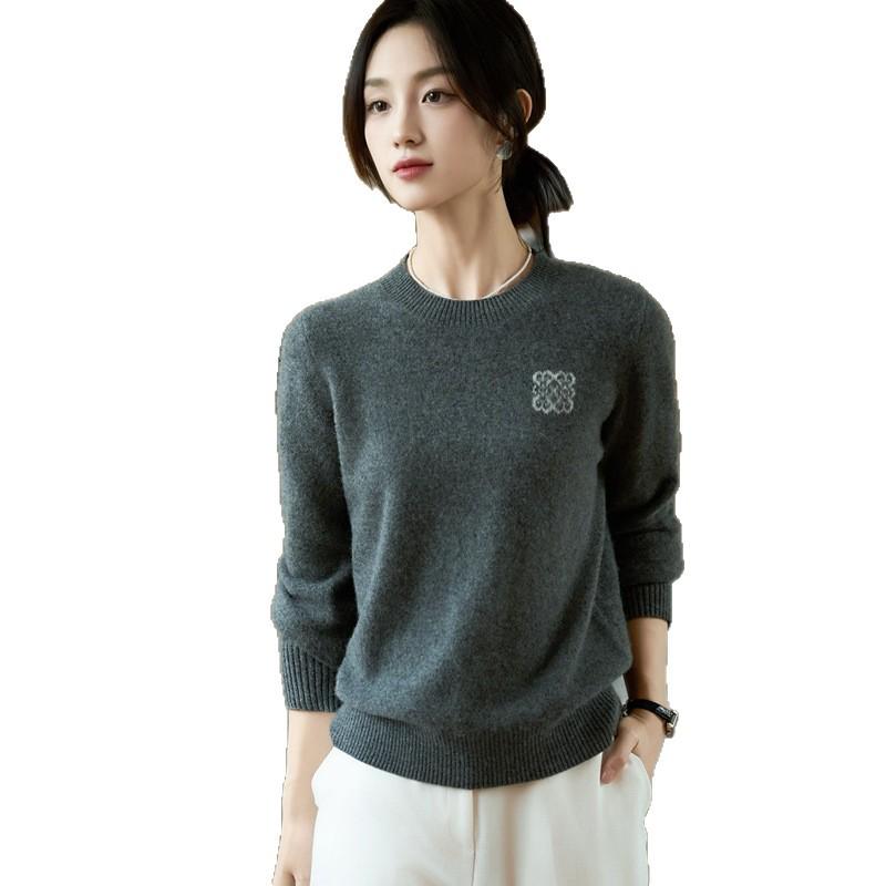 2025 Herbst Bestickter Strick Wolle Übergröße Lockerer Pullover für Damen - Langärmeliges Modeoberteil