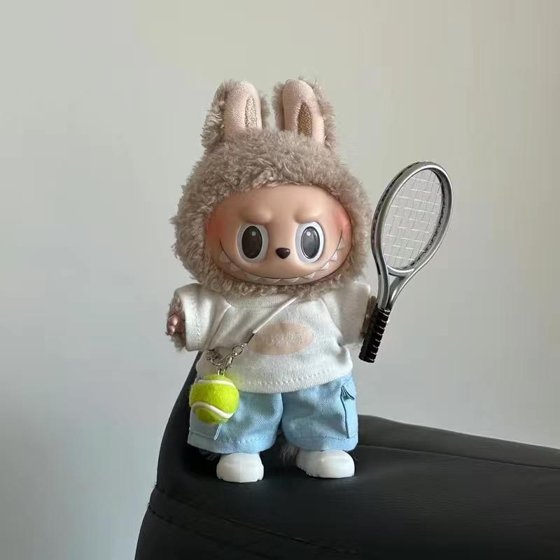 For 15/17Cm Labubu Summer T-Shirt Cargo Pants Tennis Sports Outfits Clothing  Labubu V1 V2 Cute Doll Diy Clothes  Accessories