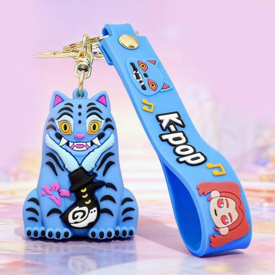 Keychain Pendant Cartoon Anime Design with Metal Lobster Silicone Keychain Clasp Wrist Strap Idol Group Keychain