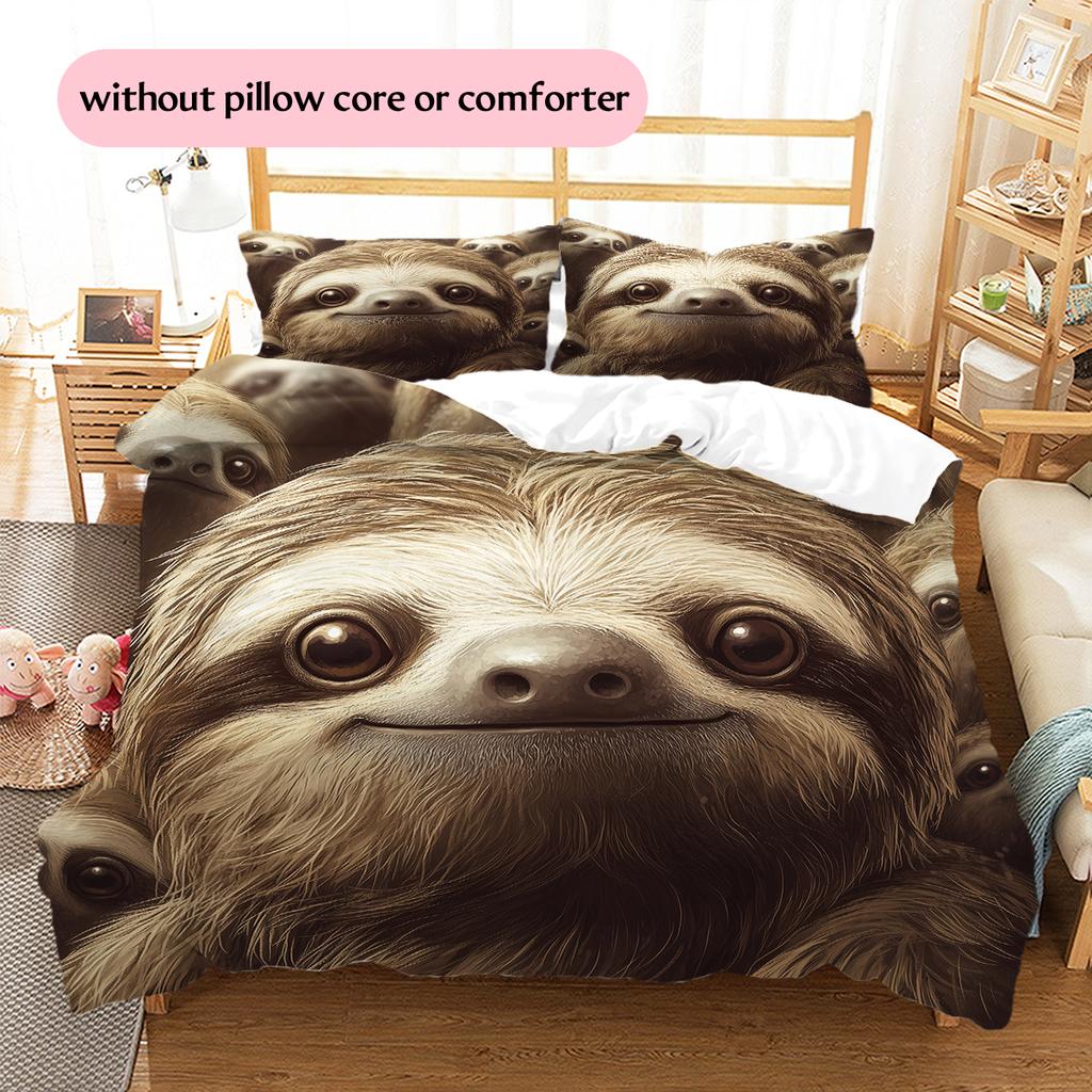 Sloth Pattern Bedding Home Decoration Birthday Gift (1 * duvet cover + 2 * pillowcase, without core)
