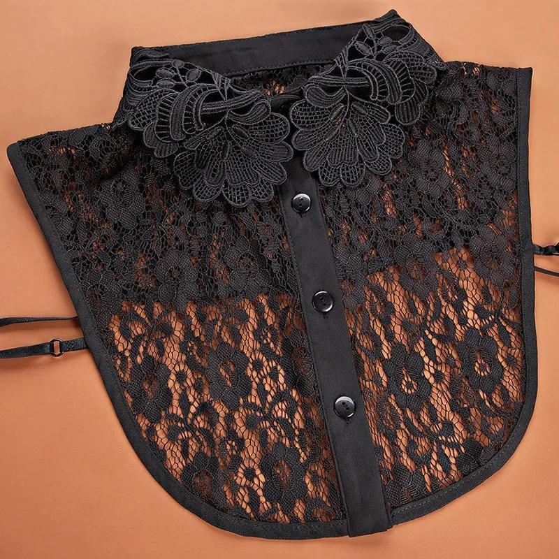 

Женская кружевная ажурная цветочная вышивка ложный воротник женская рубашка ложный воротник винтажный съемный воротник лацкан блузка топ Nep Kraagie