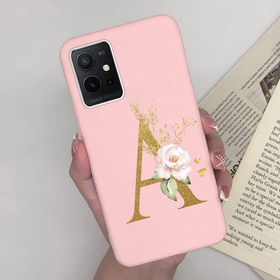 Simple Case For Vivo T1 5G Name 26 Letter Soft Matte Silicone Anti Slip Phone Back Cover For Vivo T 1 VivoT1 Shell Funda Bumper