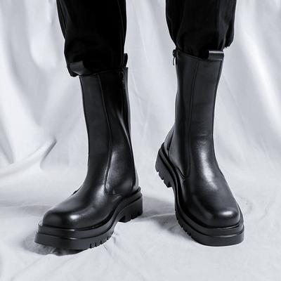 Bottes Chelsea pour hommes à semelles épaisses Styles minimalistes et classiques à la mode Fête de loisirs en plein air Bureau Moto Chaussures pour adultes