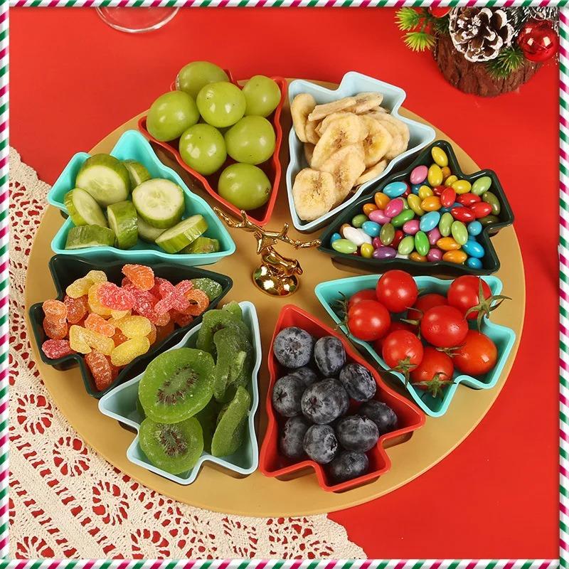 Multi-grid Snack Platter Plastic Breakfast Fruit Plate Household Nut Candy Box 8 Grid 5 Grid Creative Christmas Decoration