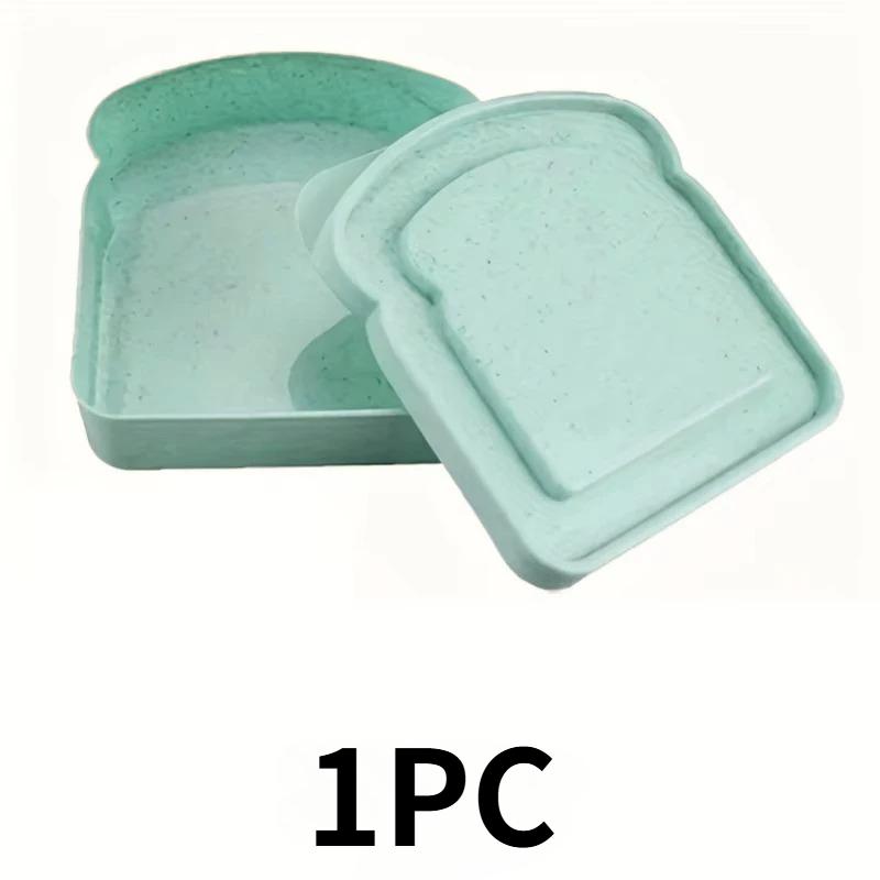 

4PCS Toast Shaped Lunch Box Portable Plastic Sandwich Storage Box With Lid Reusable Office School Outdoor Camp Picnic Snack Box